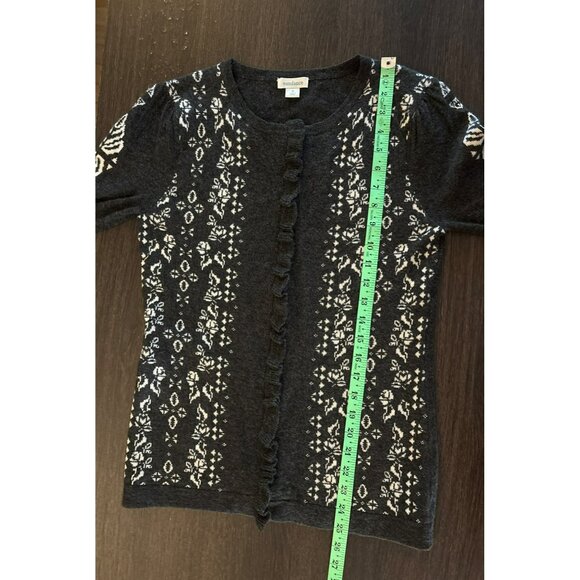 Sundance Anya Ruffled Wool Blend Full-Zip Gray/White Cardigan Sweater Size S - Picture 5 of 7